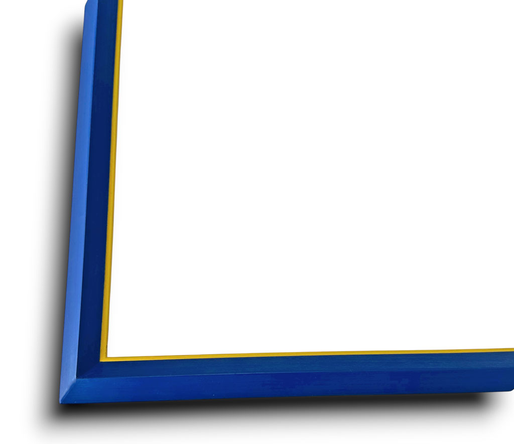 Mistral Bis, Bleu pierre filet jaune vif