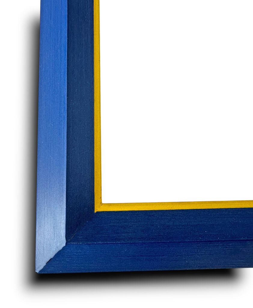 Mistral Bis, Bleu pierre filet jaune vif