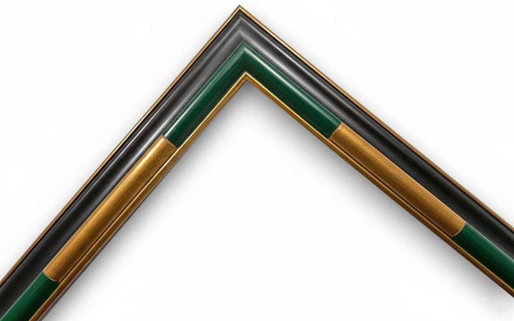 Milobis Opium or vert foncé noir filets or