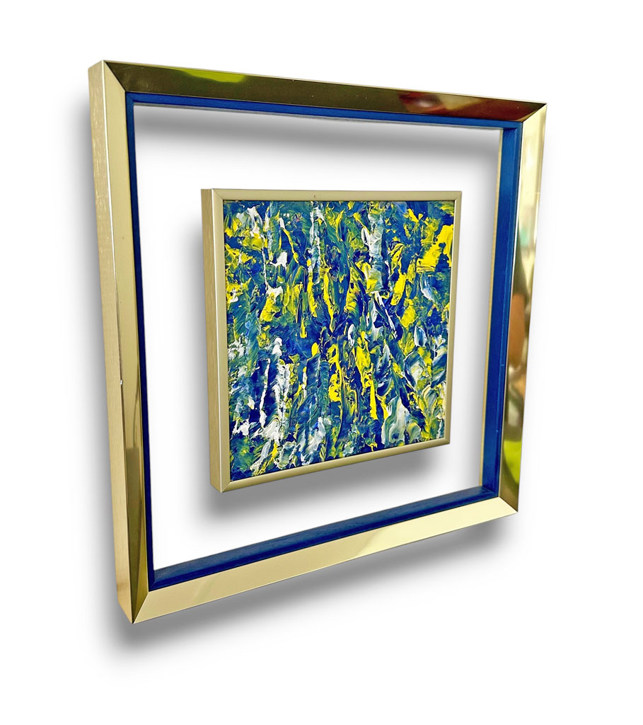 Or filet bleu pierre mini cache clous or plexiglas transparent