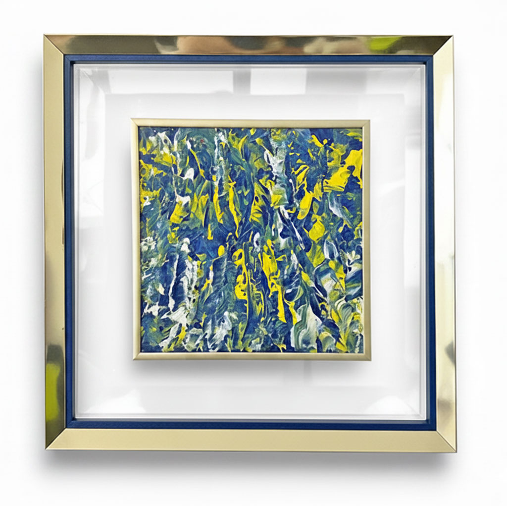 Or filet bleu pierre mini cache clous or plexiglas transparent